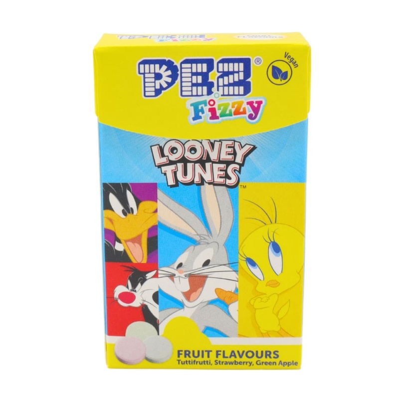 Looney Tunes PEZ Fizzy Fruit Sweets Flip Top Box 30g